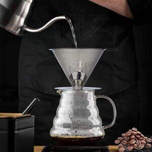 Premium Honey Comd Stainless Steel Pour Over Coffee Dripper 1-2 Cup Hiking1 Pack